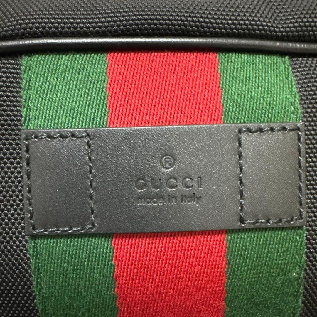 GUCCI シェリーライン　ナイロン×レザー　ブラック　セカンドバッグ　美品