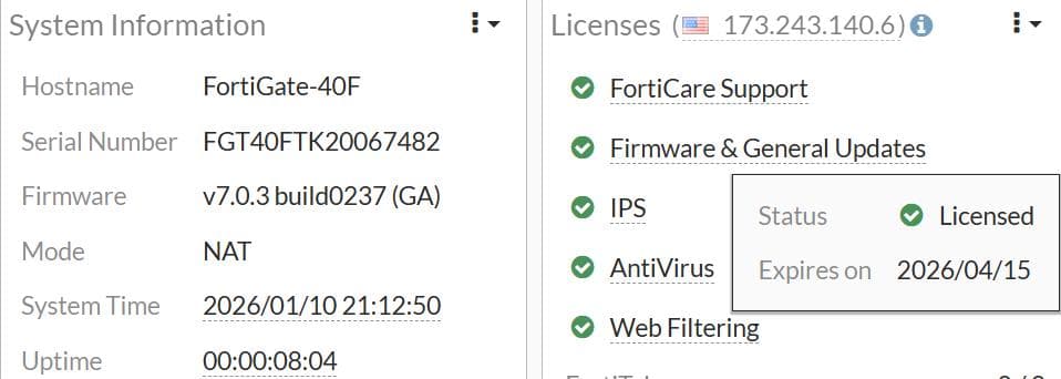 ルーター・ネットワーク機器 lic 2026/04/16 fortigate 40F