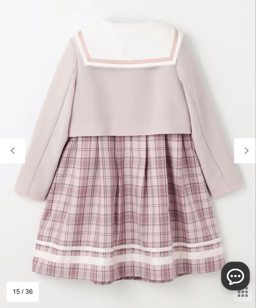 120cm【2点セット】セーラージャケット+チェックワンピース