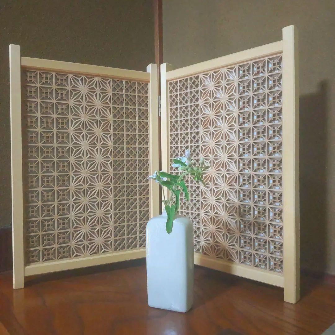 組子細工 組子 衝立 建具 透かし模様 和風 日本 伝統 パーテーション 木の香