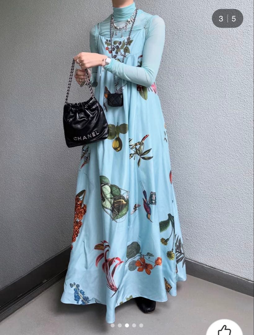 CABaN BIRD SINGING シルク ロングワンピース