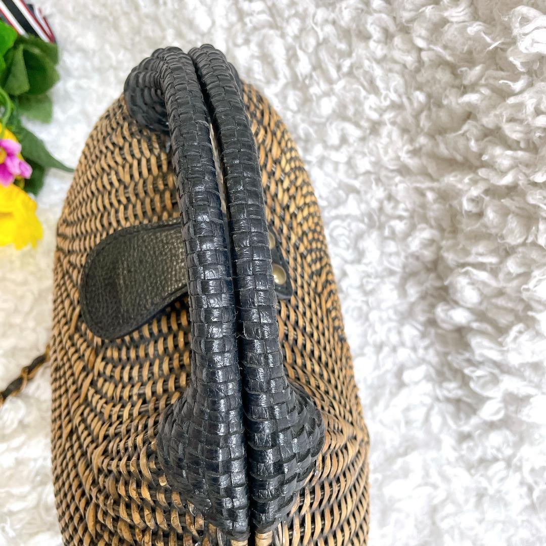 未使用級⭐️アレックスアテンペ カゴバッグ ブラック 2way ラタン S