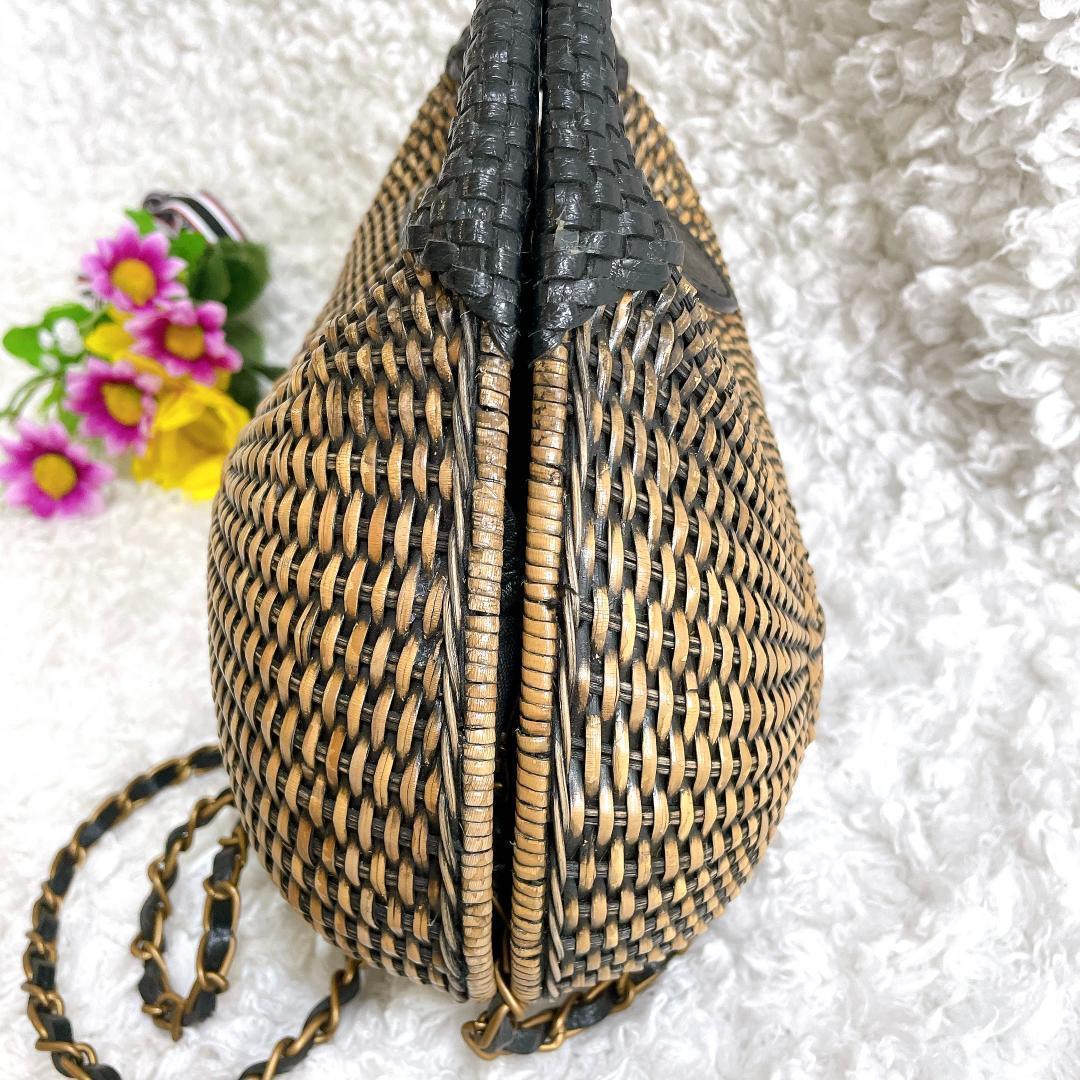 未使用級⭐️アレックスアテンペ カゴバッグ ブラック 2way ラタン S