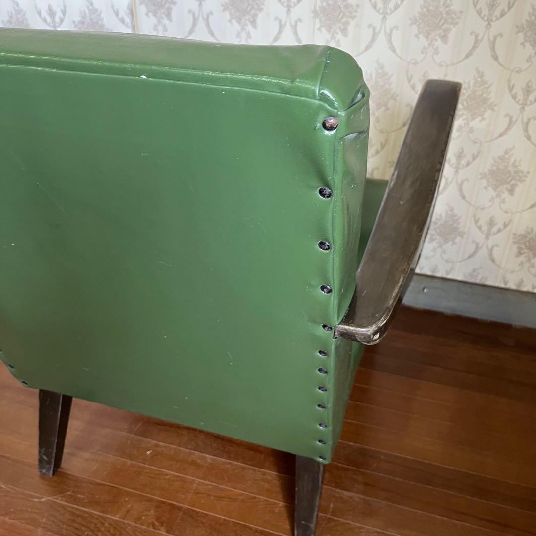 【アンティーク】昭和レトロ レザー アームチェア 一人掛けソファ 椅子 古家具