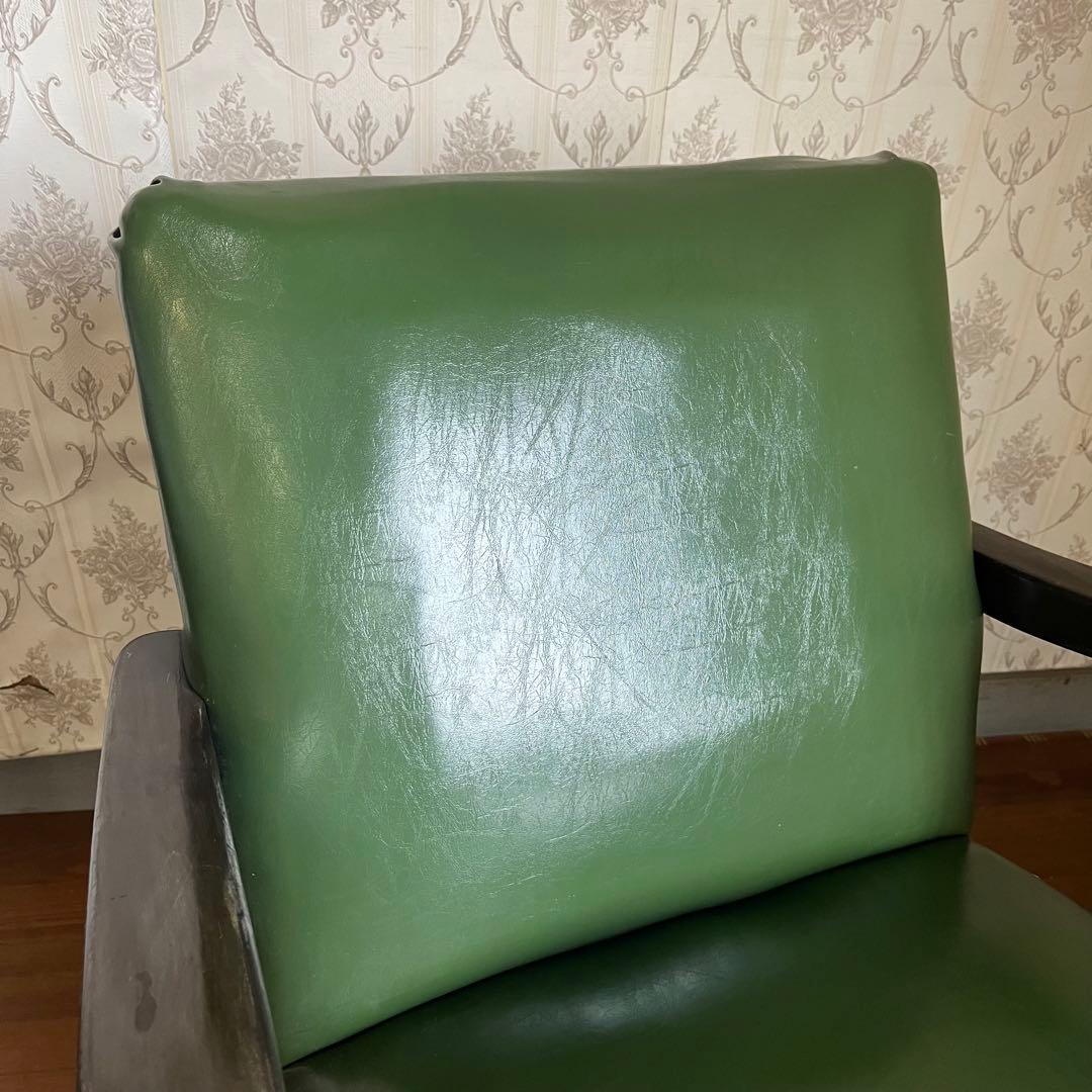 【アンティーク】昭和レトロ レザー アームチェア 一人掛けソファ 椅子 古家具