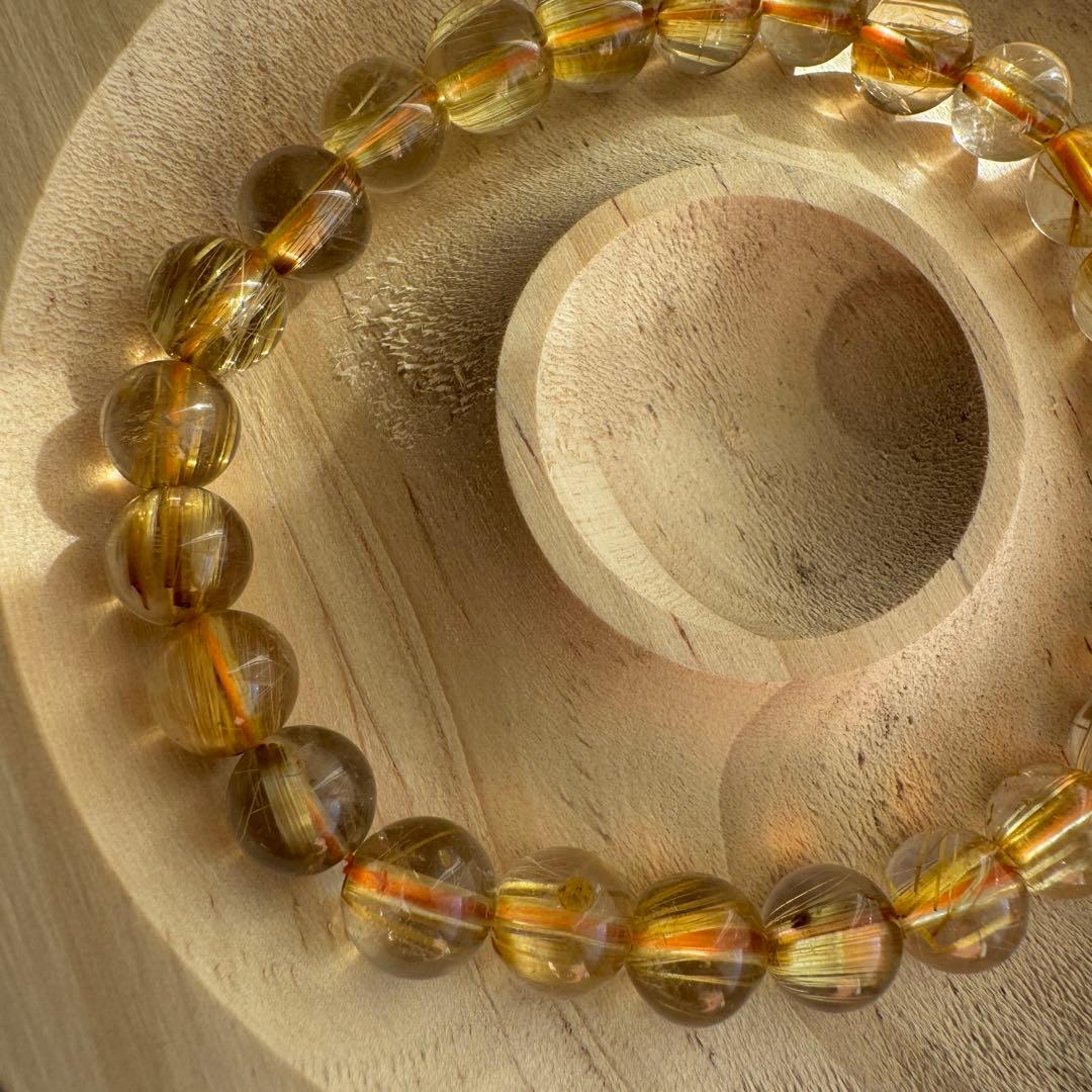 ★Mr.crow★【ルチルクォーツ】高品質 天然石 ブレスレット