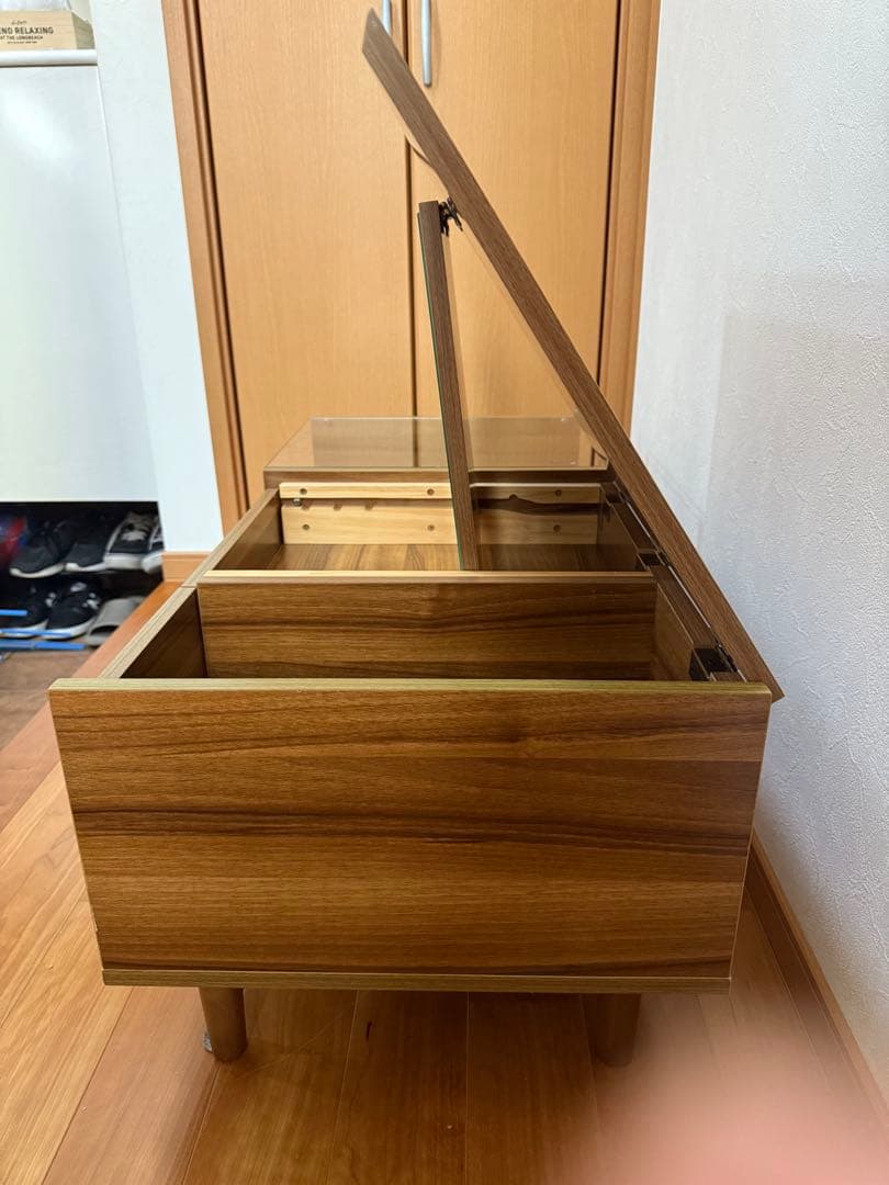 LOWYA 鏡台 ウッド調 ローテーブル ドレッサー 送料無料