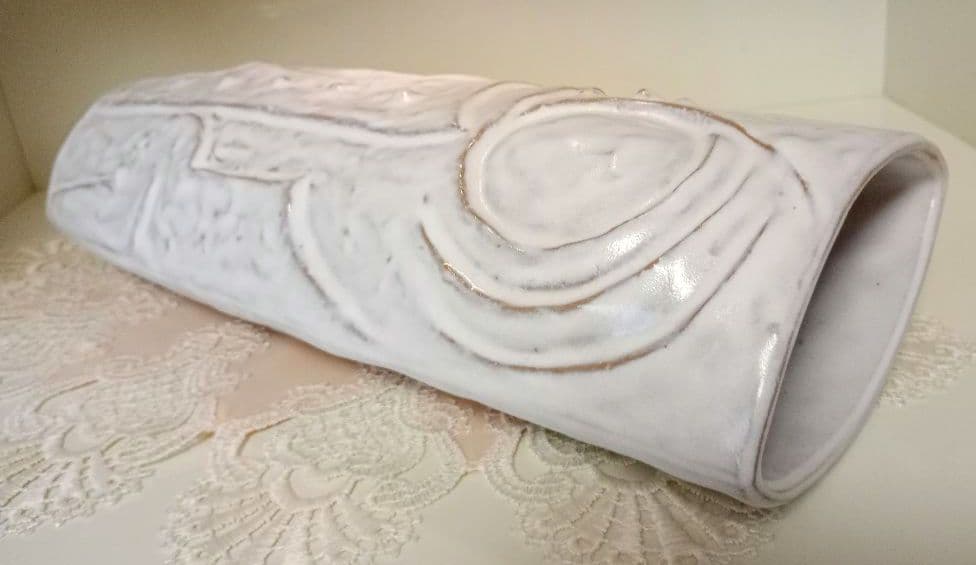 hana　ホワイト 陶器製 円筒形花瓶　作家物