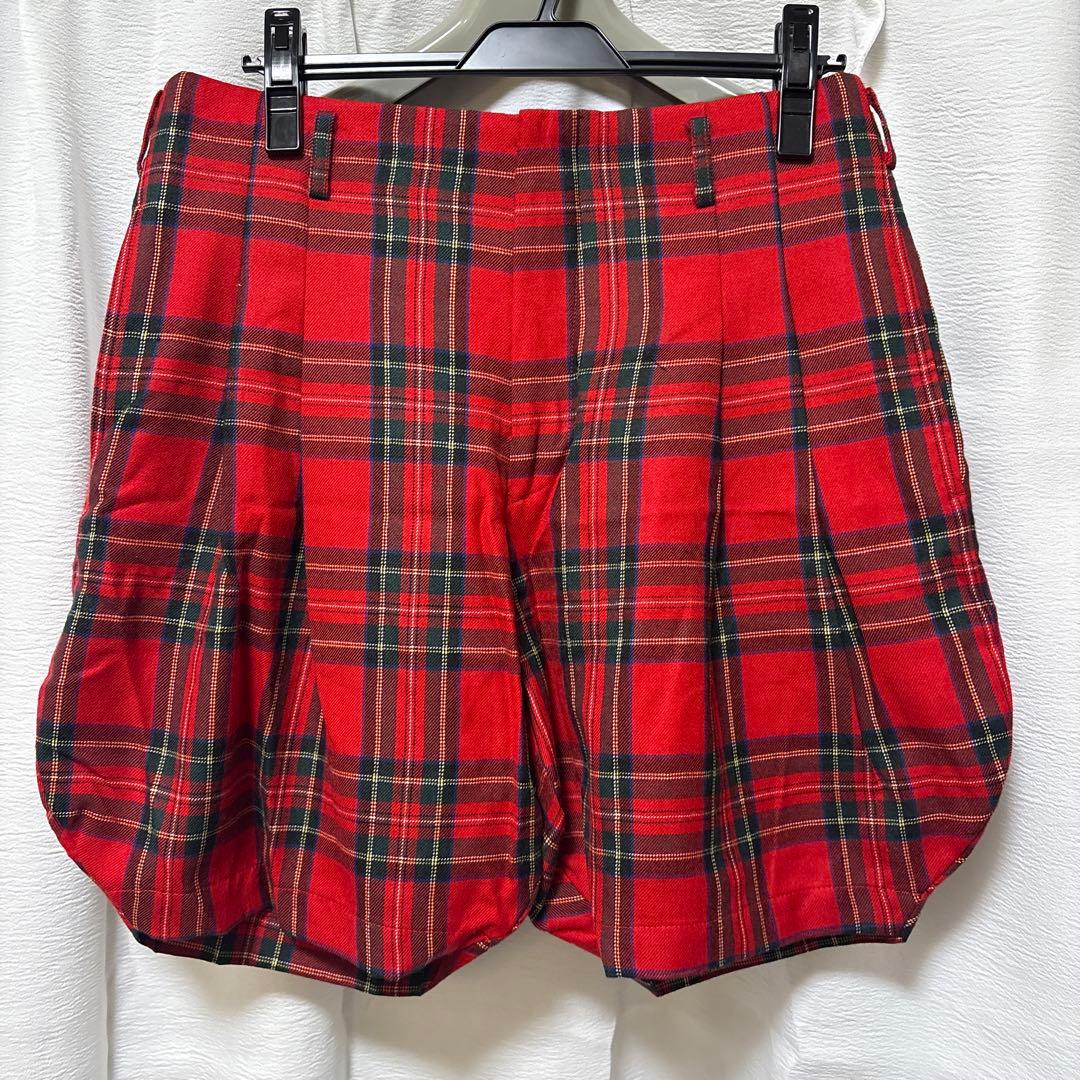 コムデギャルソンオムプリュス チェック柄プリーツショートパンツ