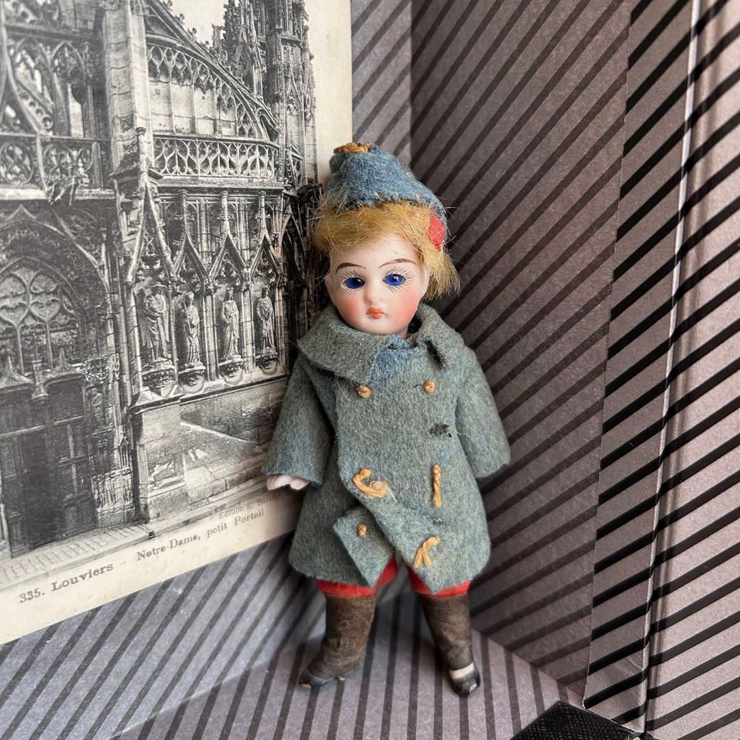 アンティーク ミニョネットドール ビスク11cm フランス兵風 オリジナル衣装