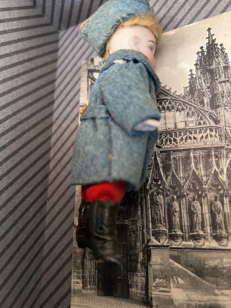 アンティーク ミニョネットドール ビスク11cm フランス兵風 オリジナル衣装