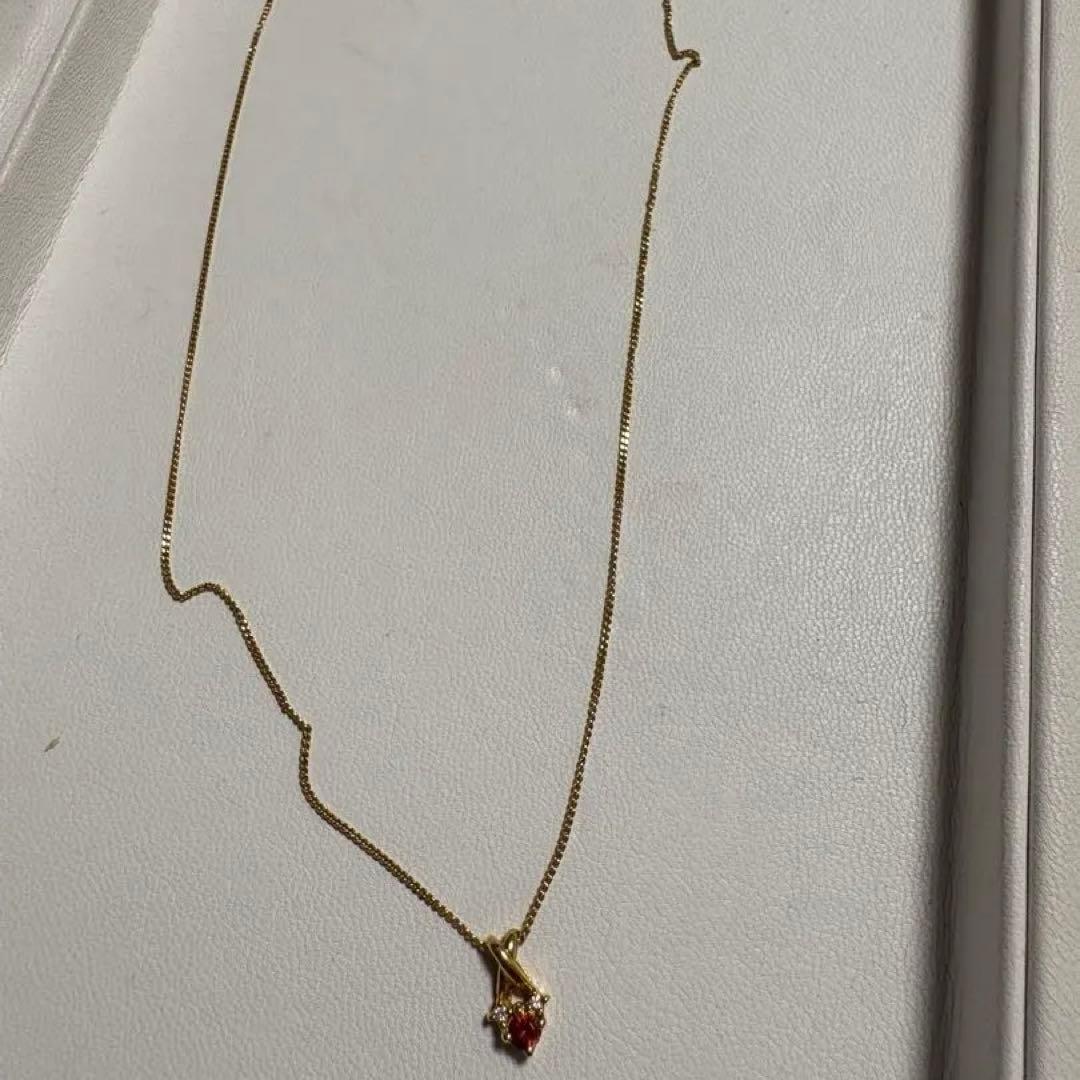 K18YGルビーダイヤネックレス K18刻印あり