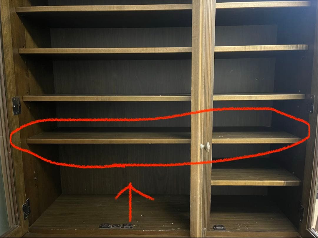 木製食器棚 ガラス扉付き ブラウン