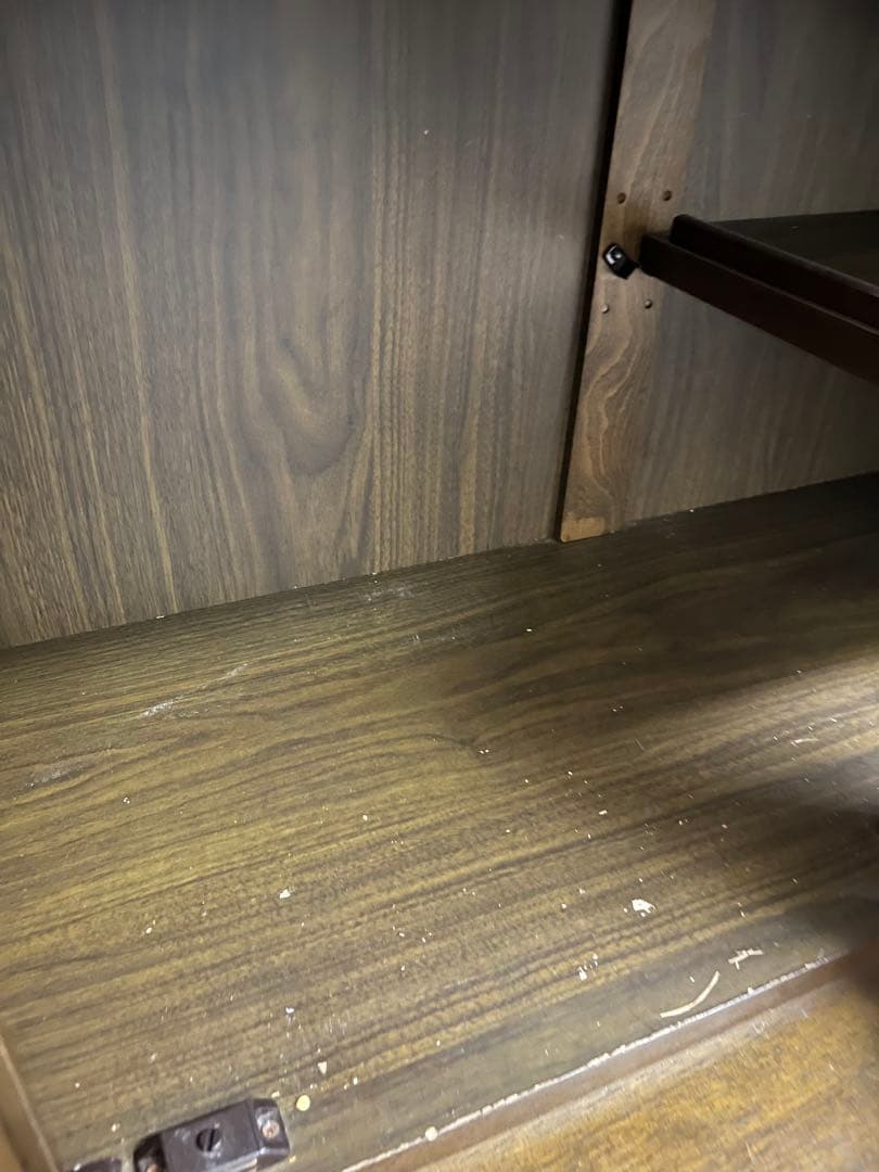 木製食器棚 ガラス扉付き ブラウン