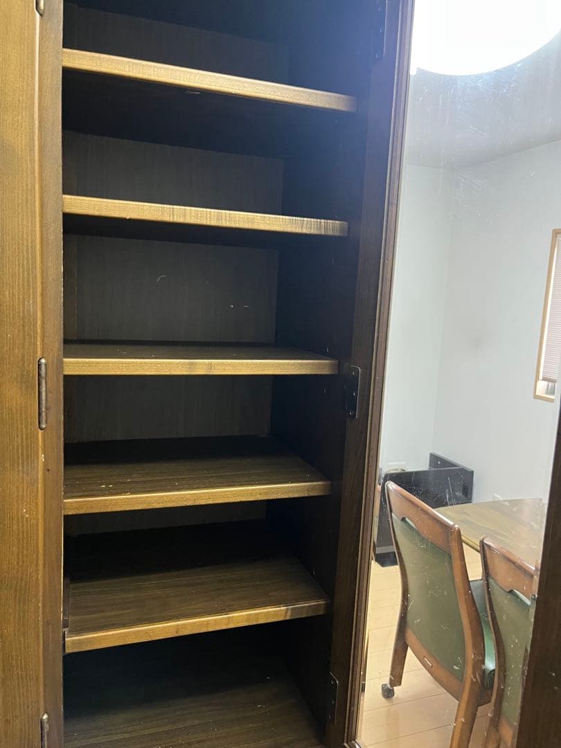 木製食器棚 ガラス扉付き ブラウン