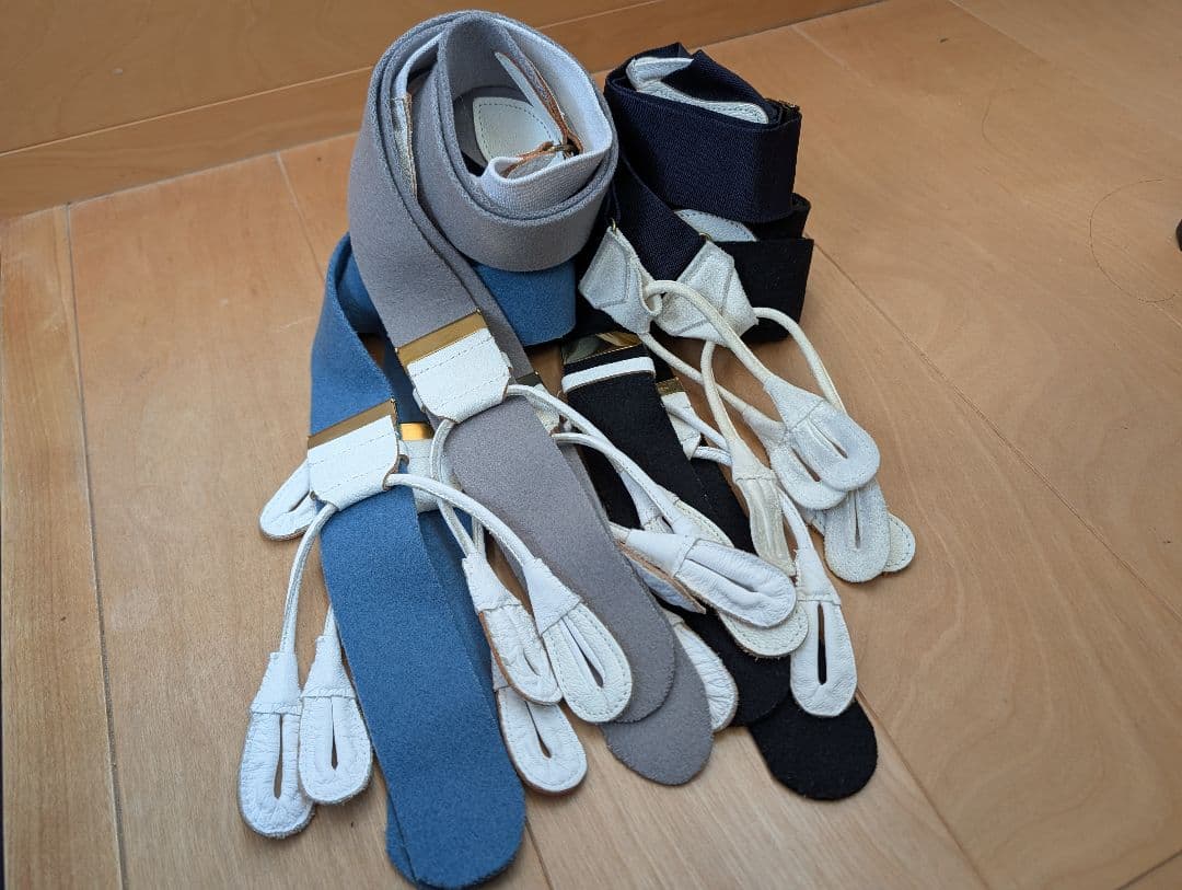  Thurston サスペンダー 4本セット／ボタン留め用 革エンド