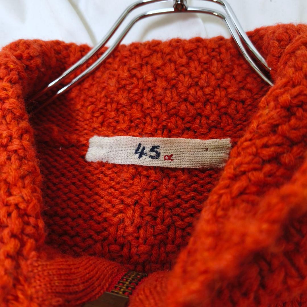 美品✨45R ウール100% 大きいサイズ ケーブル編みニットパーカー 5