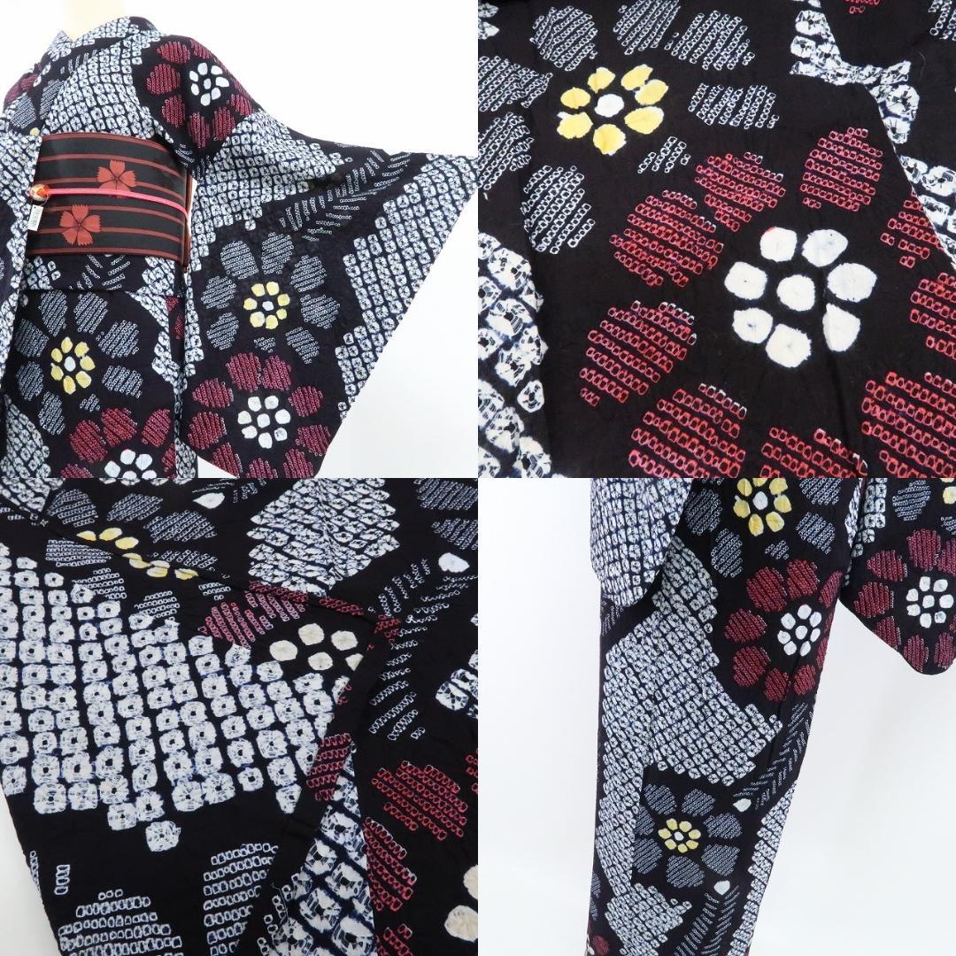 Y1162◆有松鳴海絞り 綿 洗える夏着物 手縫い仕立て 高級浴衣 着物