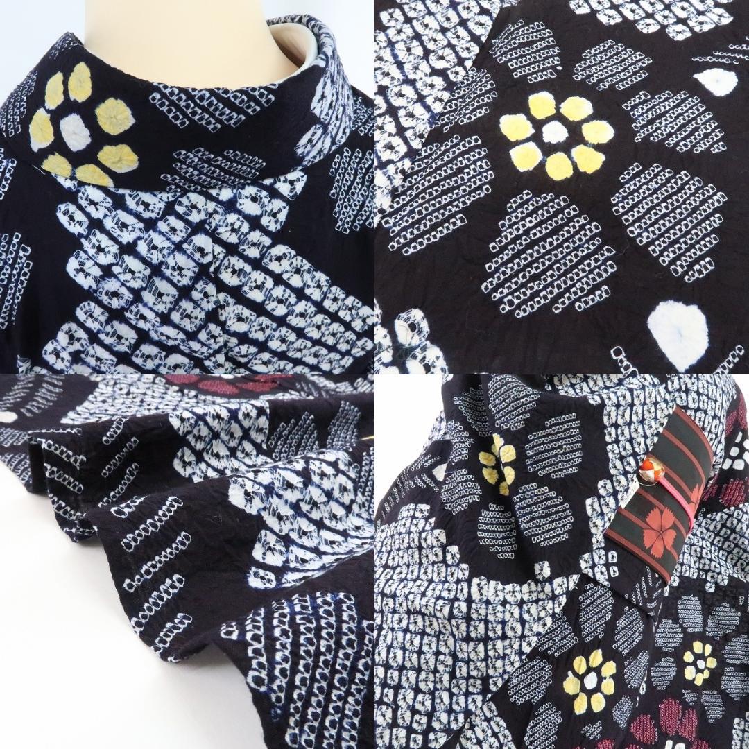 Y1162◆有松鳴海絞り 綿 洗える夏着物 手縫い仕立て 高級浴衣 着物