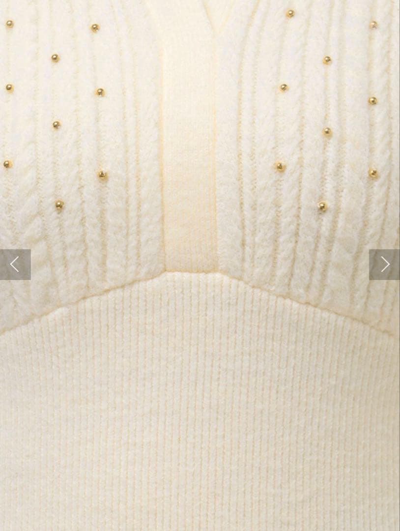 LAGUNAMOON ケーブルビジューIラインニットワンピース アイボリー 新品