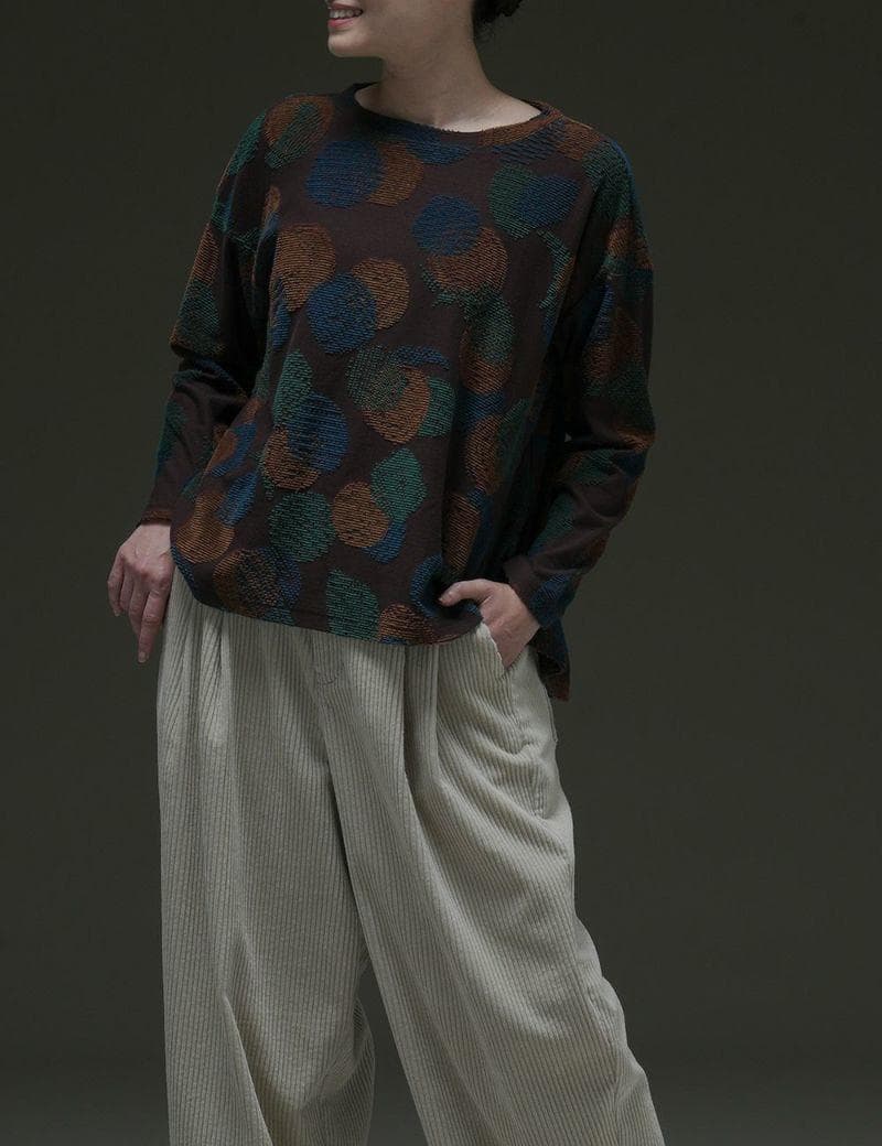 群言堂☆25年秋☆月の満ち欠けパイルジャガードWPO青文字☆手洗い可☆美品です