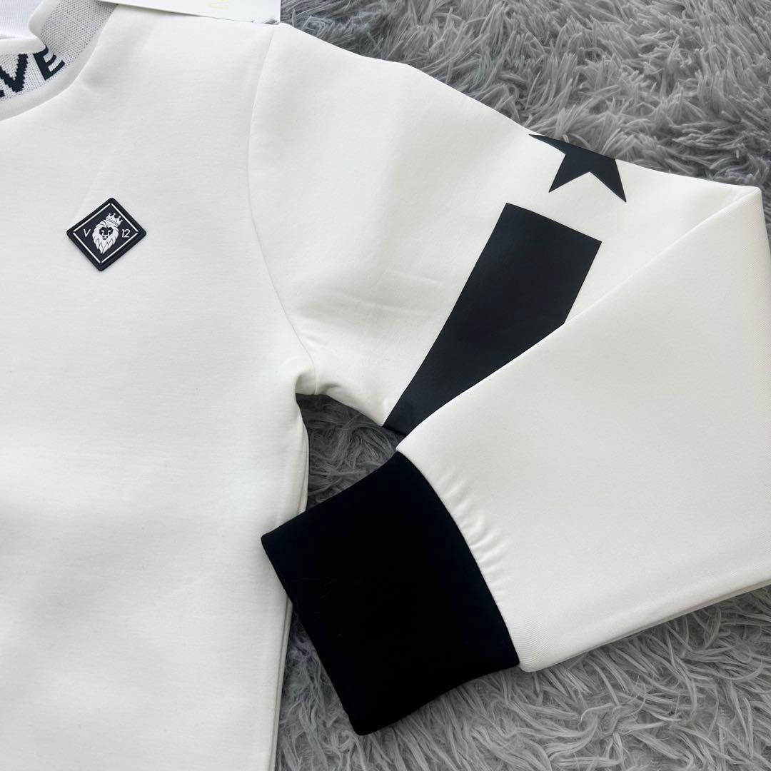 新品　V12 スウェット　プルオーバー　モックネック　ダンボールニット　ホワイト