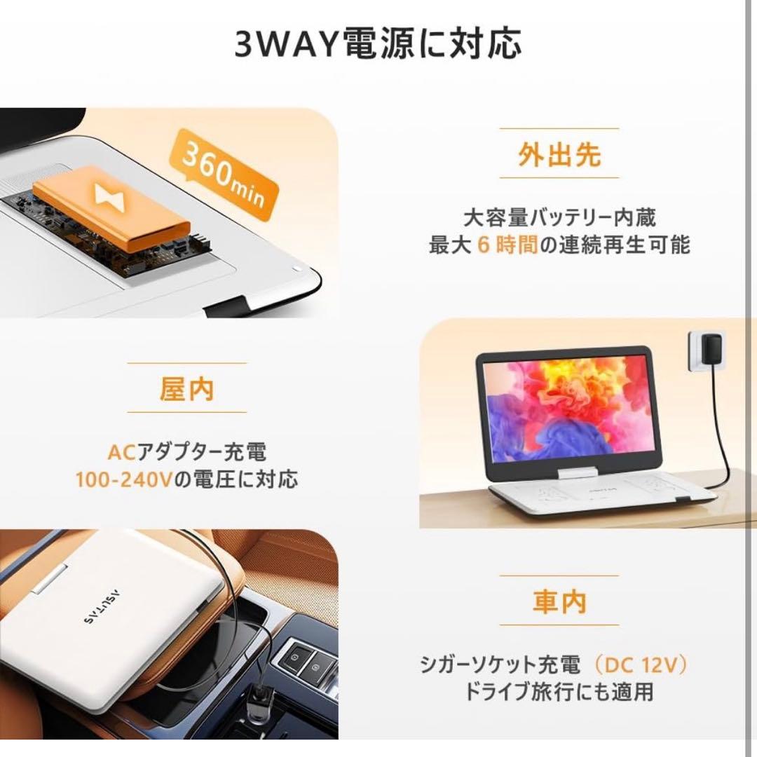 ポータブルDVDプレーヤー 17.9型 液晶 14インチ 高画質 充電式