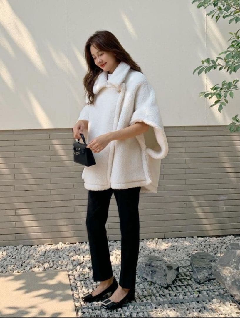 値下げ⭐︎birthdaybashボアコートホワイトポンチョ