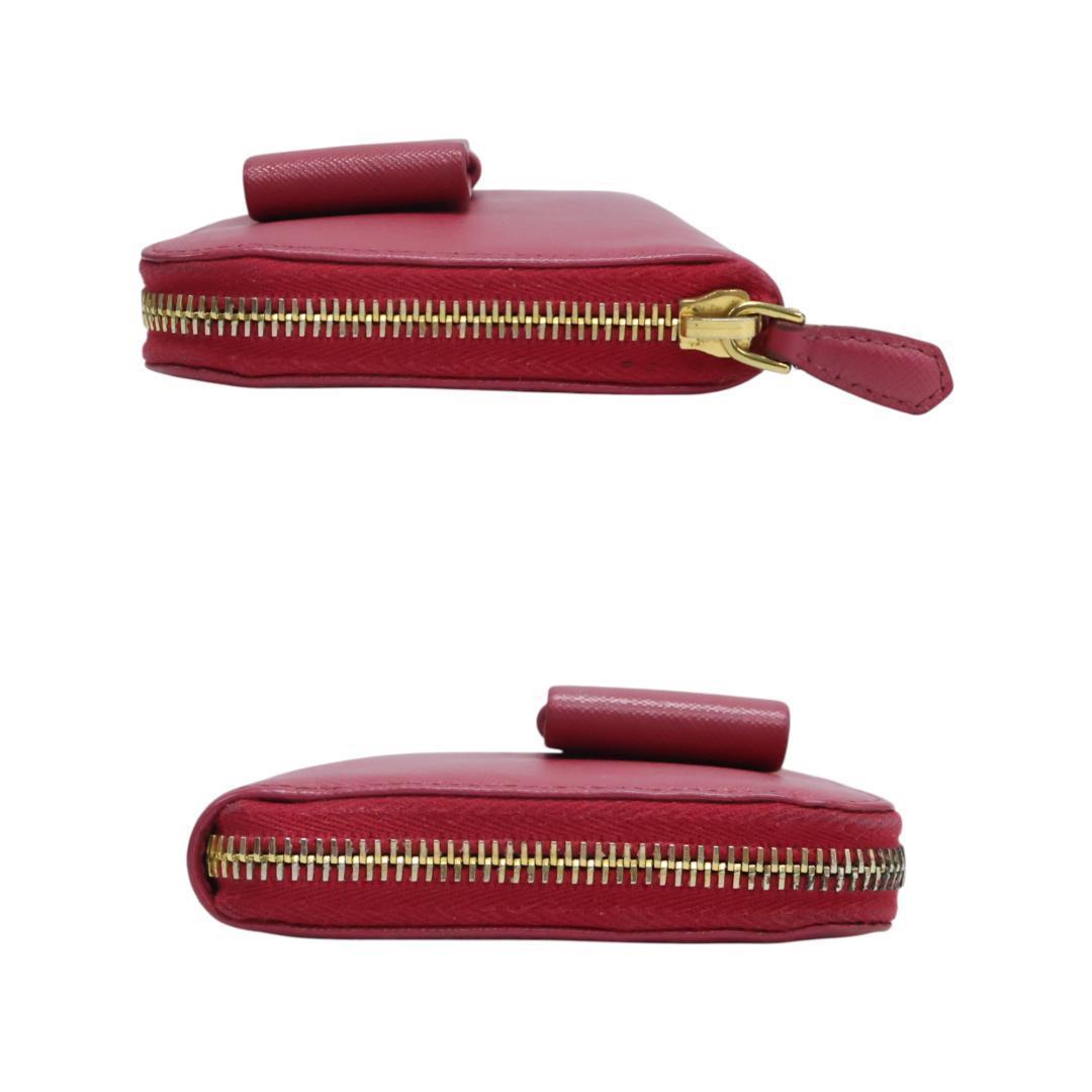 美品 PRADA プラダ 長財布 ラウンドファスナー リボン レザー ピンク