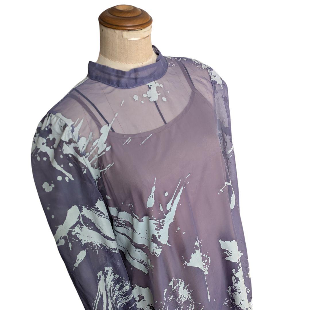 Ameri　RUBBER PAINT ART SHEER DRESS