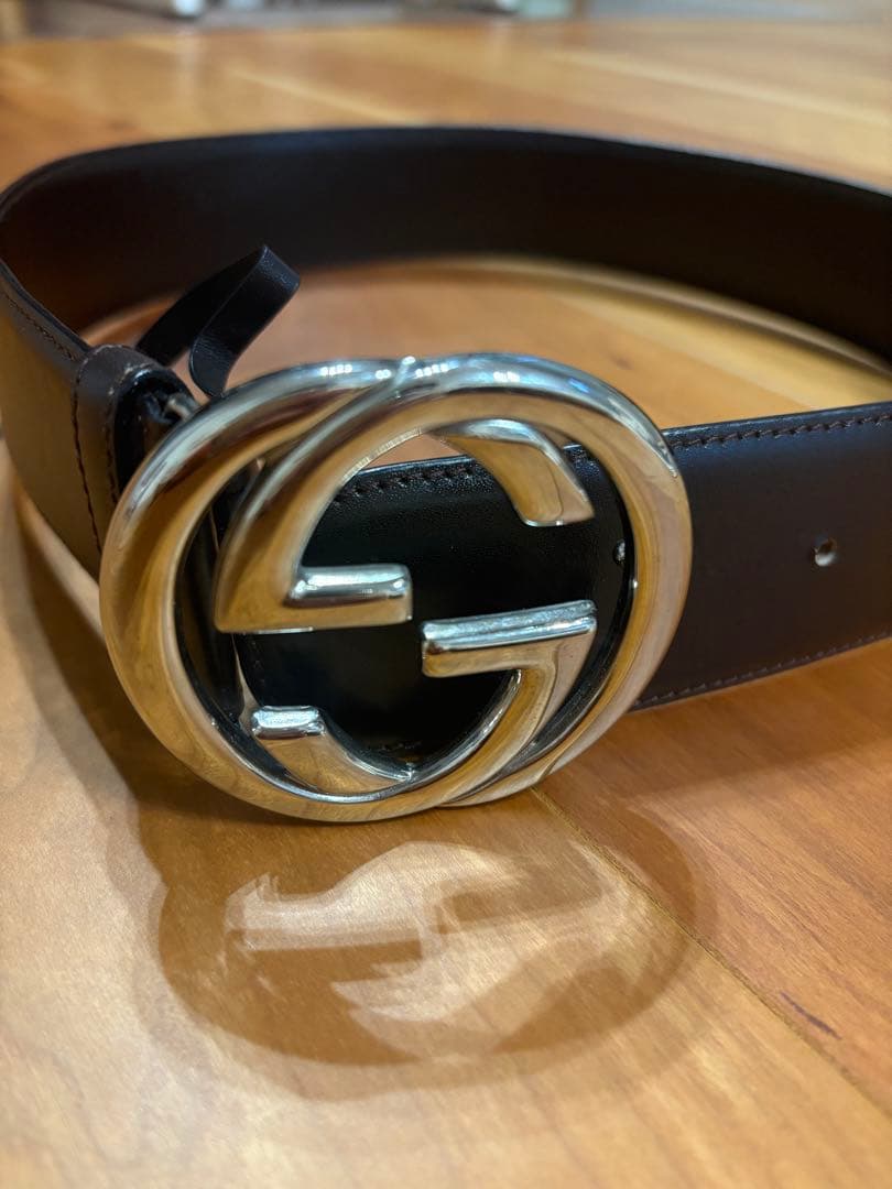 GUCCI 茶系　レザー ベルト　レディース