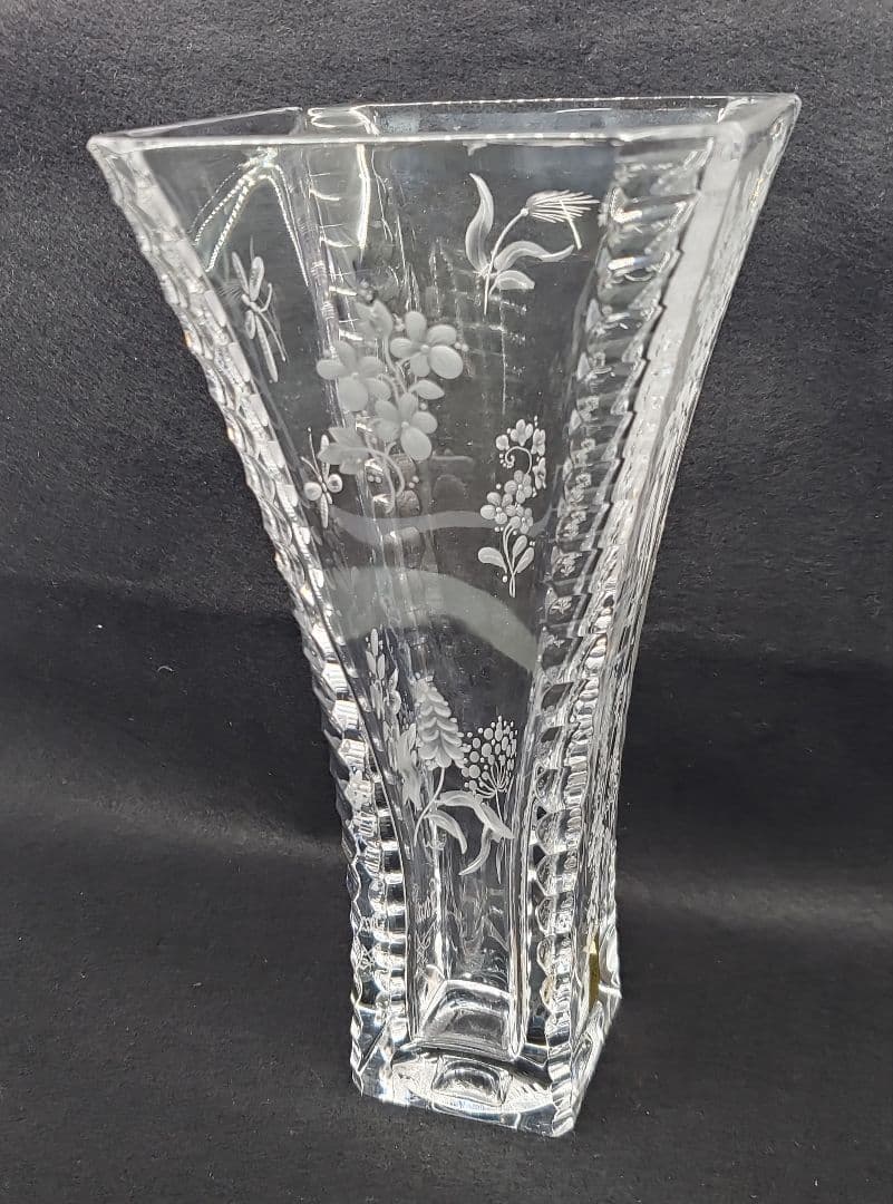 マイセン クリスタルガラス フラワーベース 花瓶 箱付 25cm