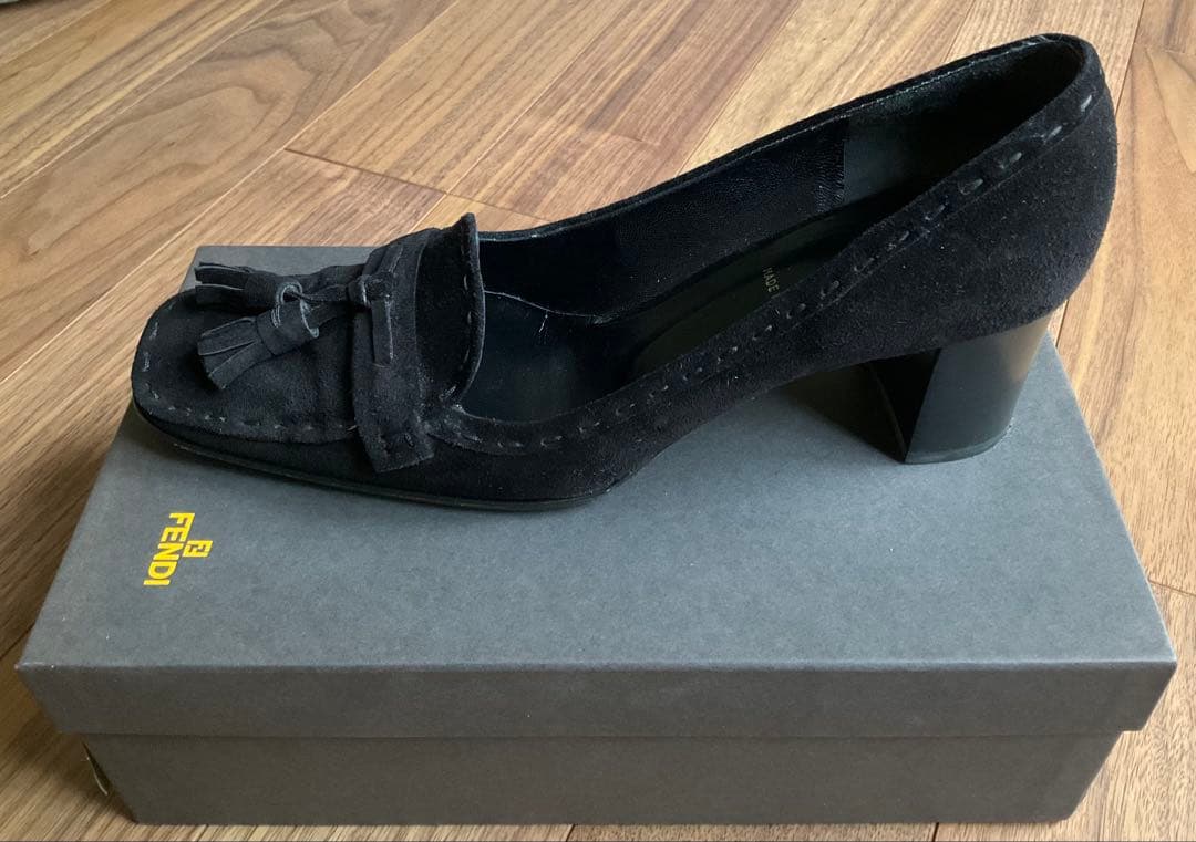 FENDI フェンディ/ スエード ヒール タッセルローファー