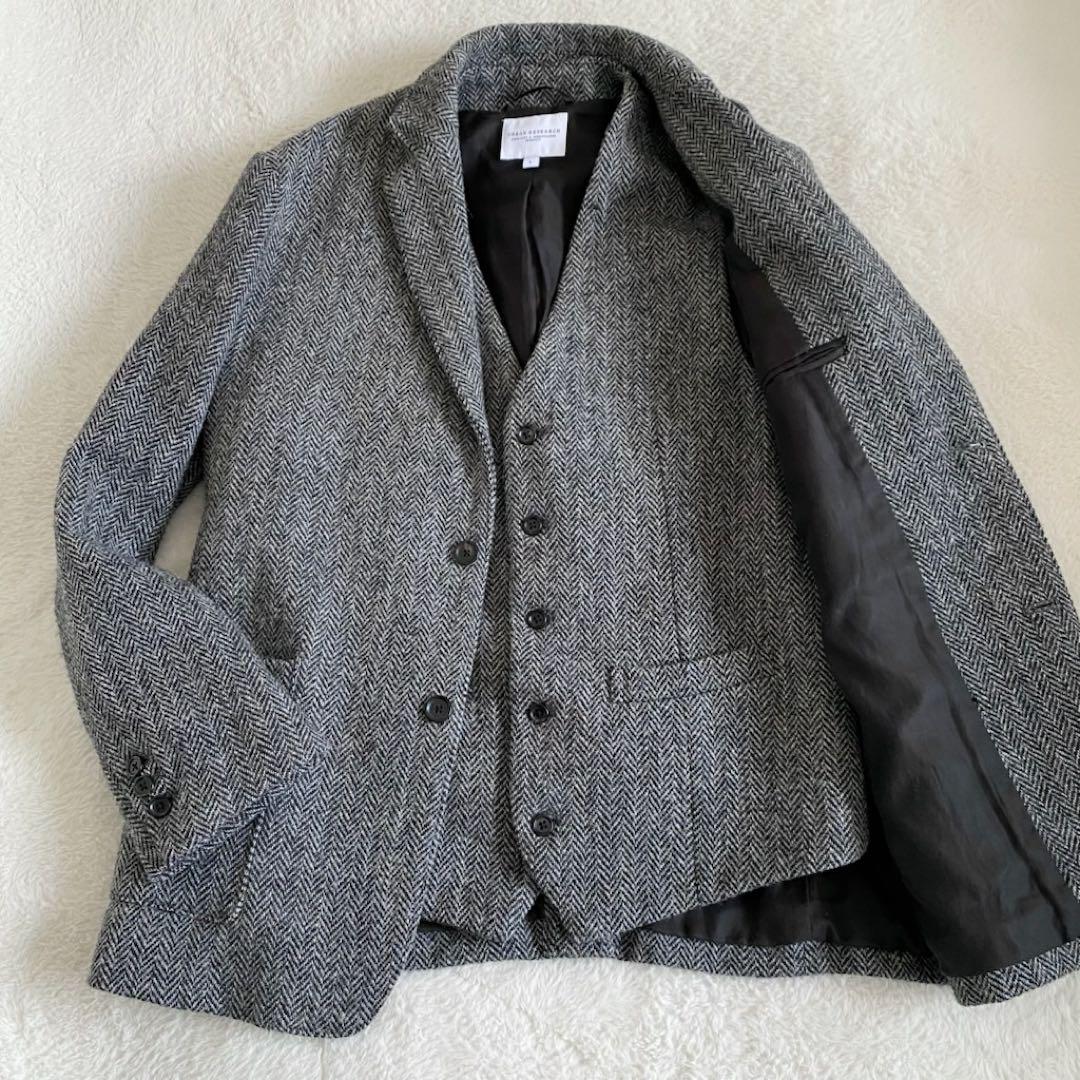【美品】アーバンリサーチ　ハリスツイード　ヘリンボーン　ジャケット　ベスト　L