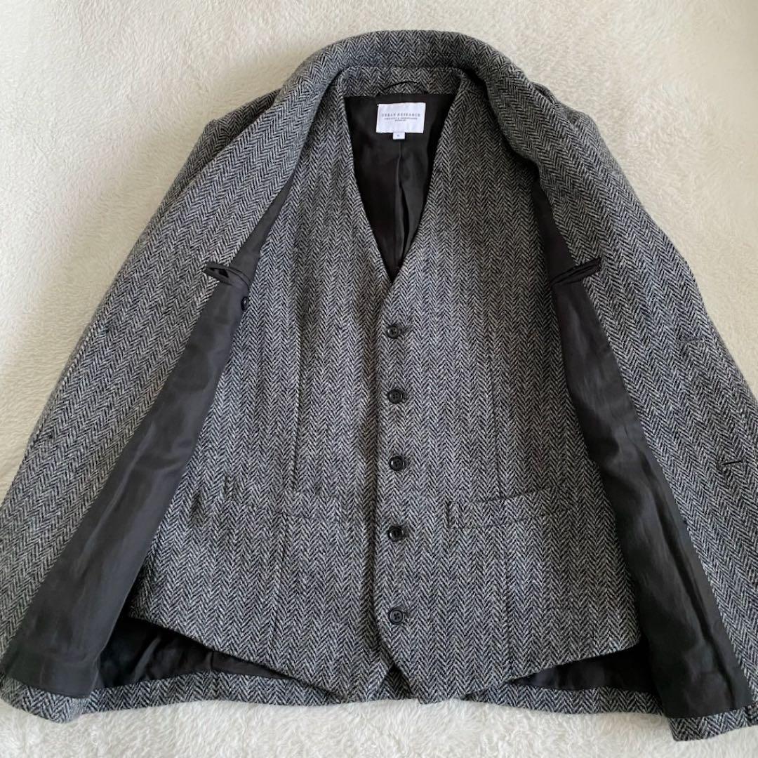 【美品】アーバンリサーチ　ハリスツイード　ヘリンボーン　ジャケット　ベスト　L