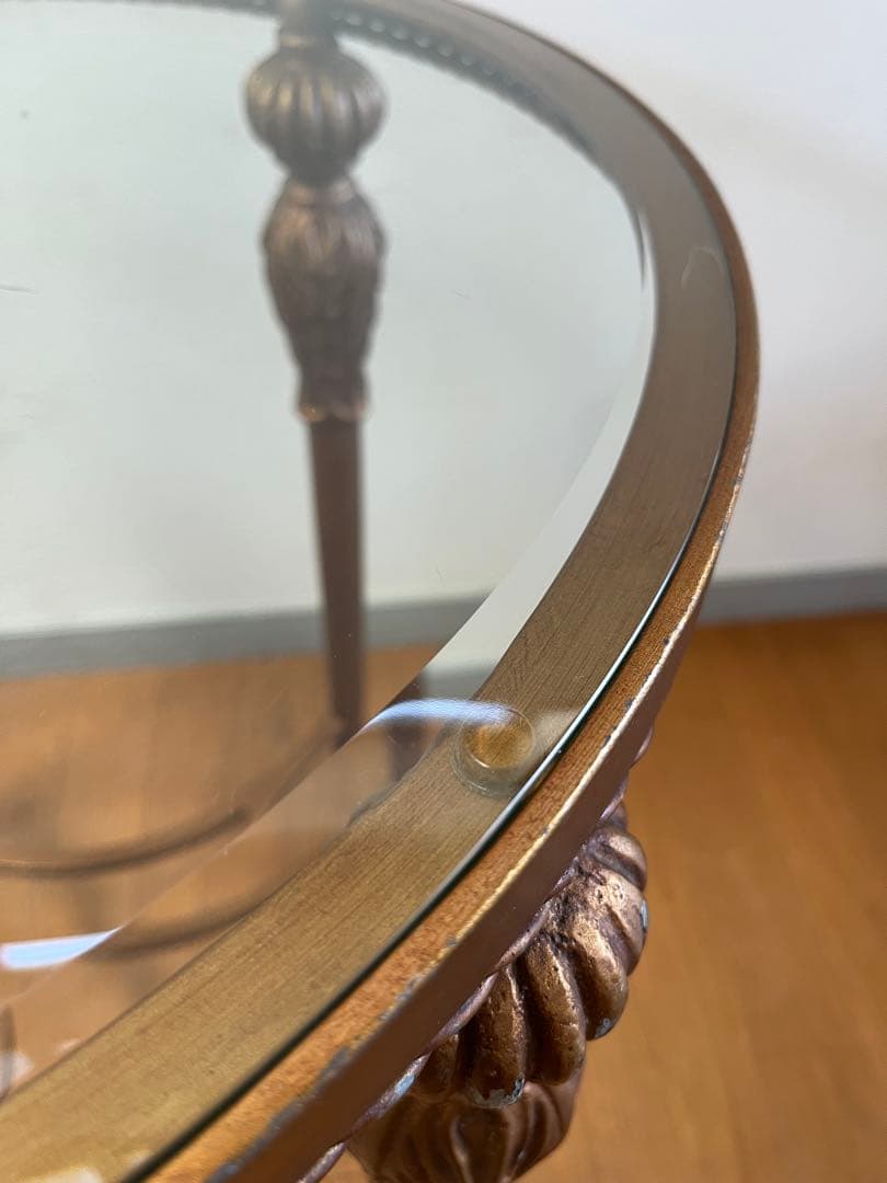 アンティーク調　ガラステーブル　ヴィンテージ　レトロモダン　ヨーロピアン　カフェ