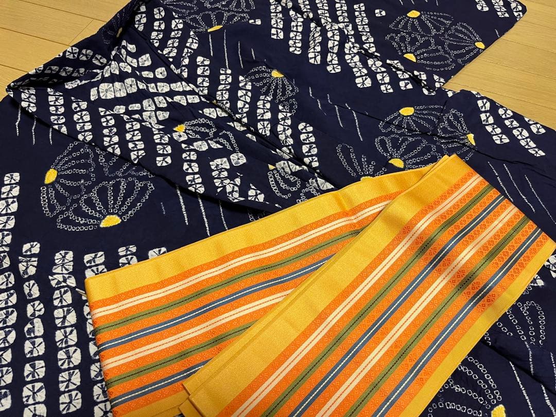 浴衣・帯・肌襦袢・下駄 一式セット 絞り柄 和装