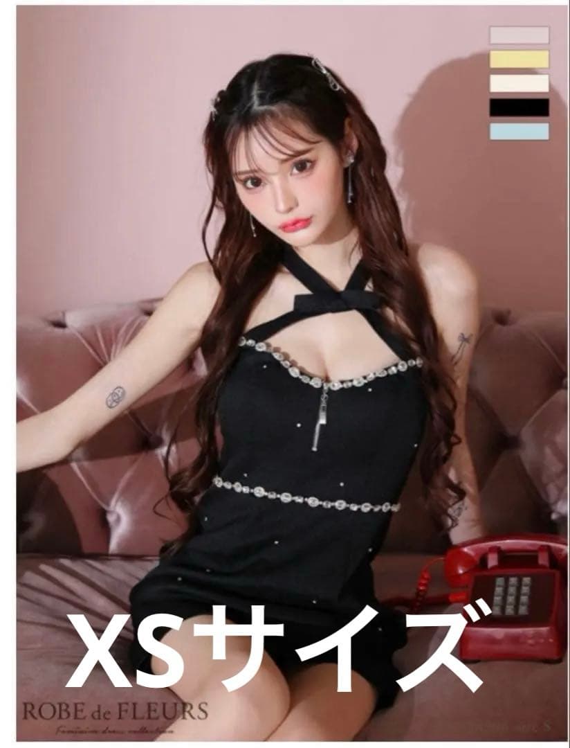 ROBE de FLEURS ブラックナイトドレス　XSサイズ