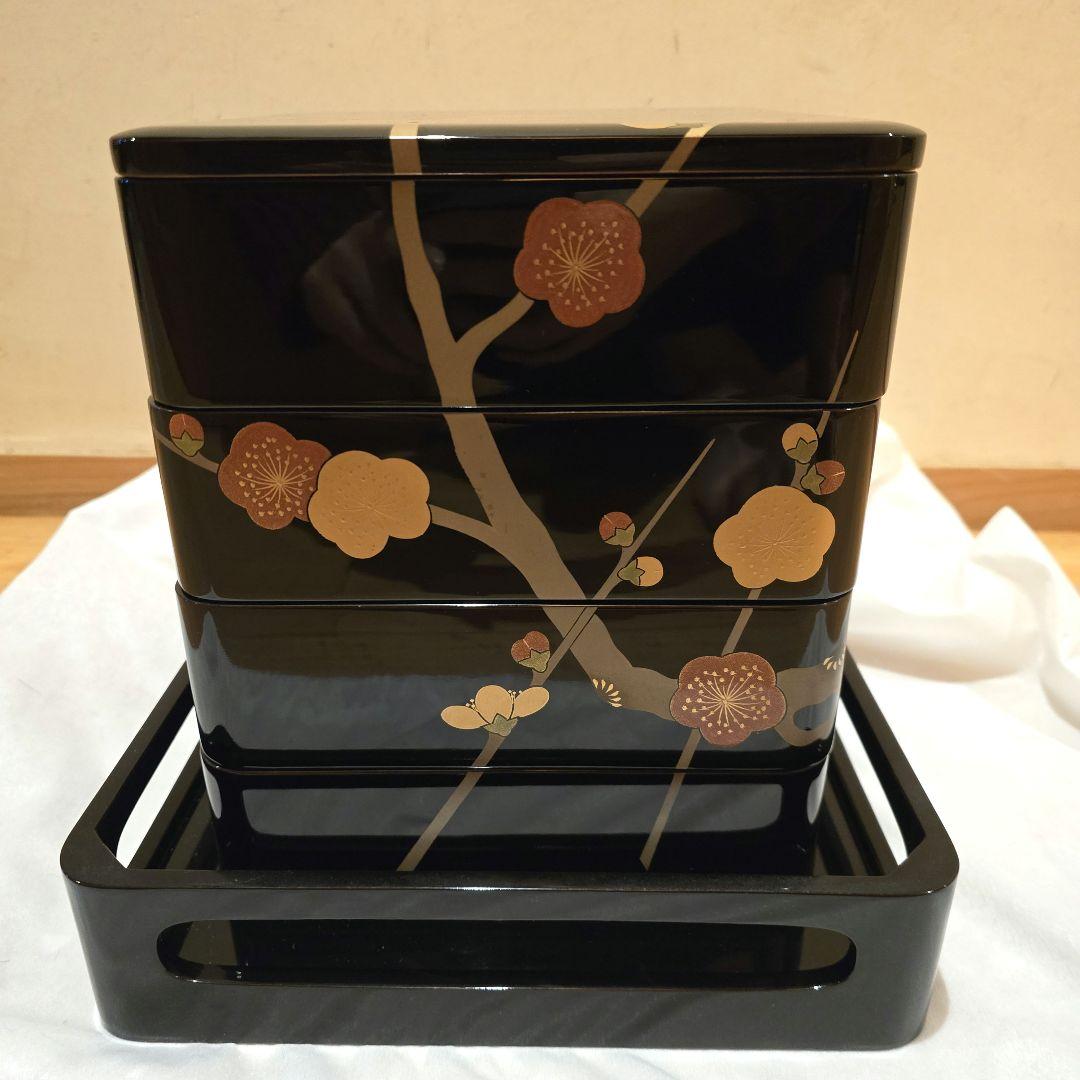 輪島塗 慶塚 四段重 重箱 台座付き