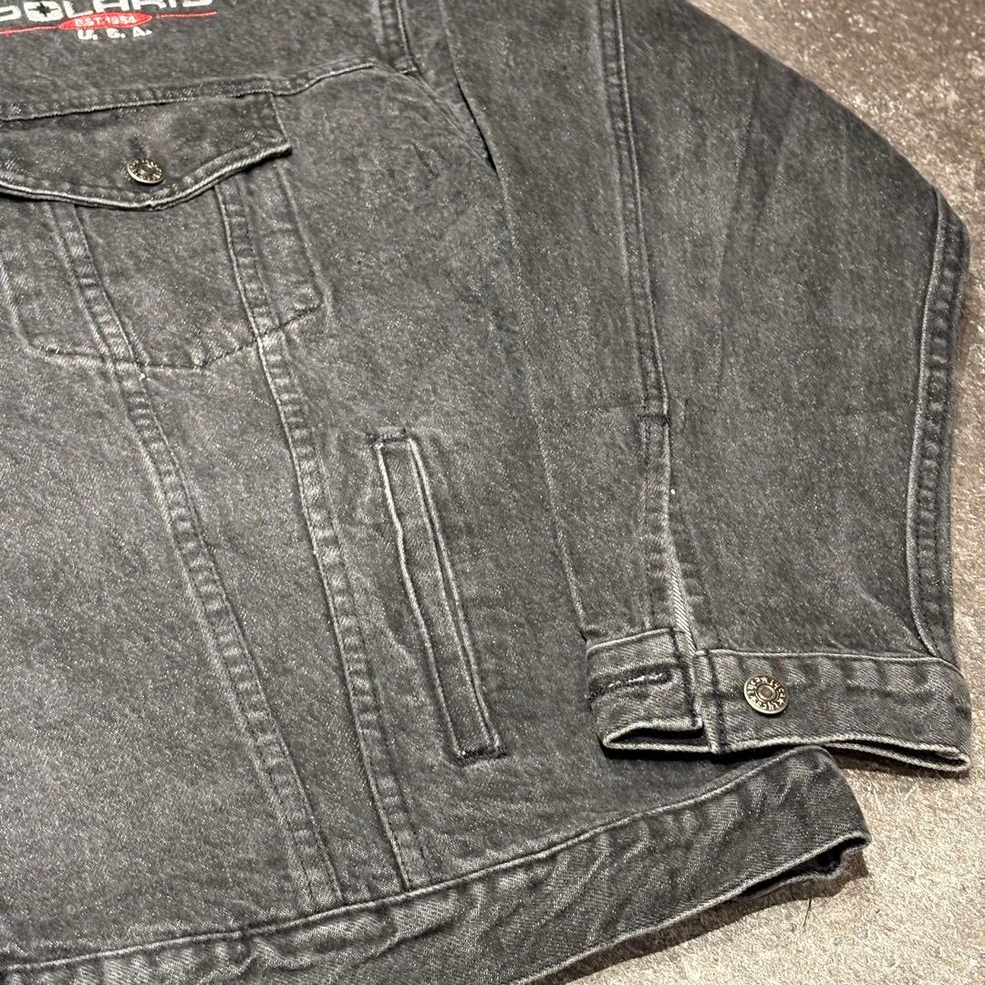 【SALE】USA製　デニムジャケット　黒　ブラック　2XL 先染め　短丈