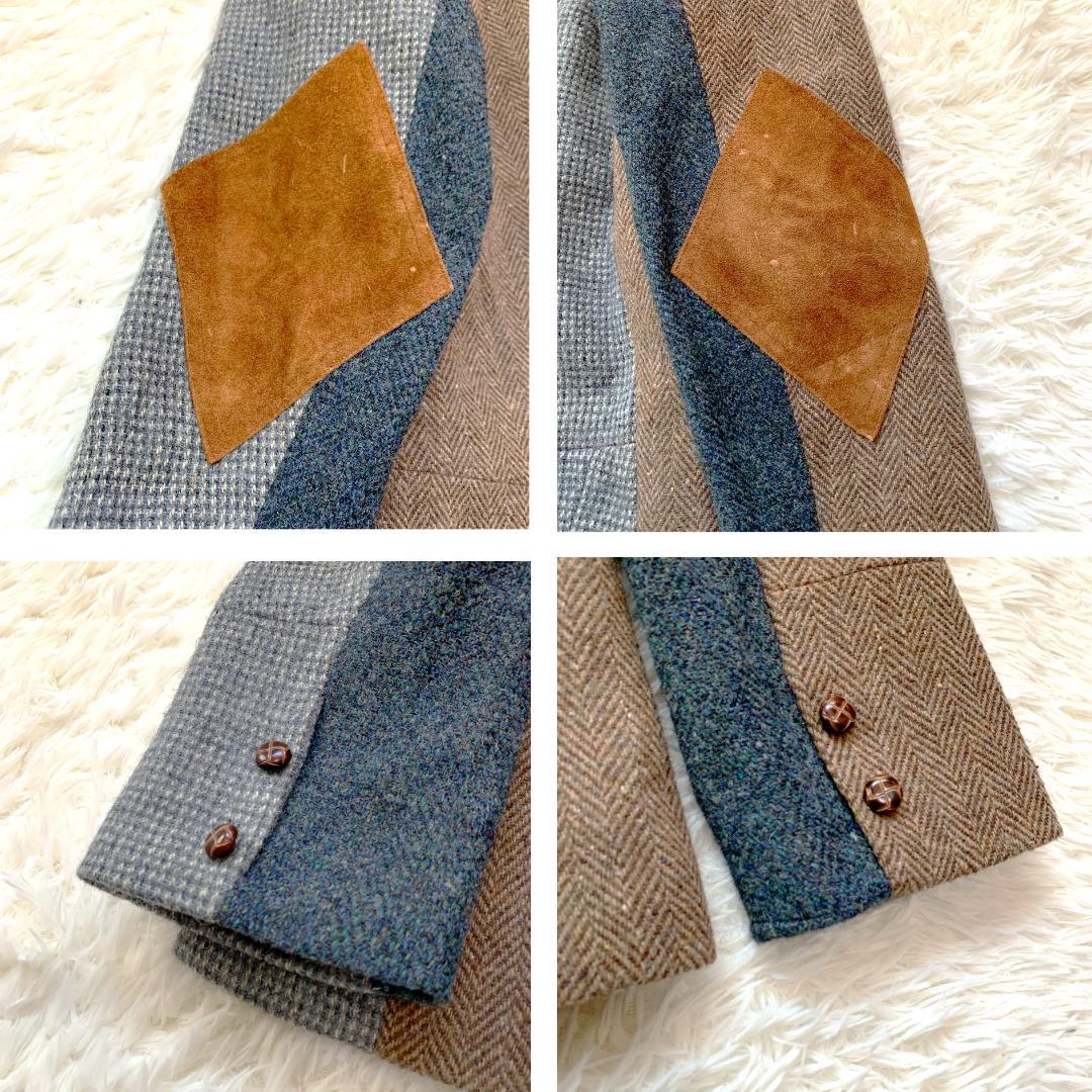 ※専用 ハリスツイード クレイジーパターン ジャケット L くるみボタン