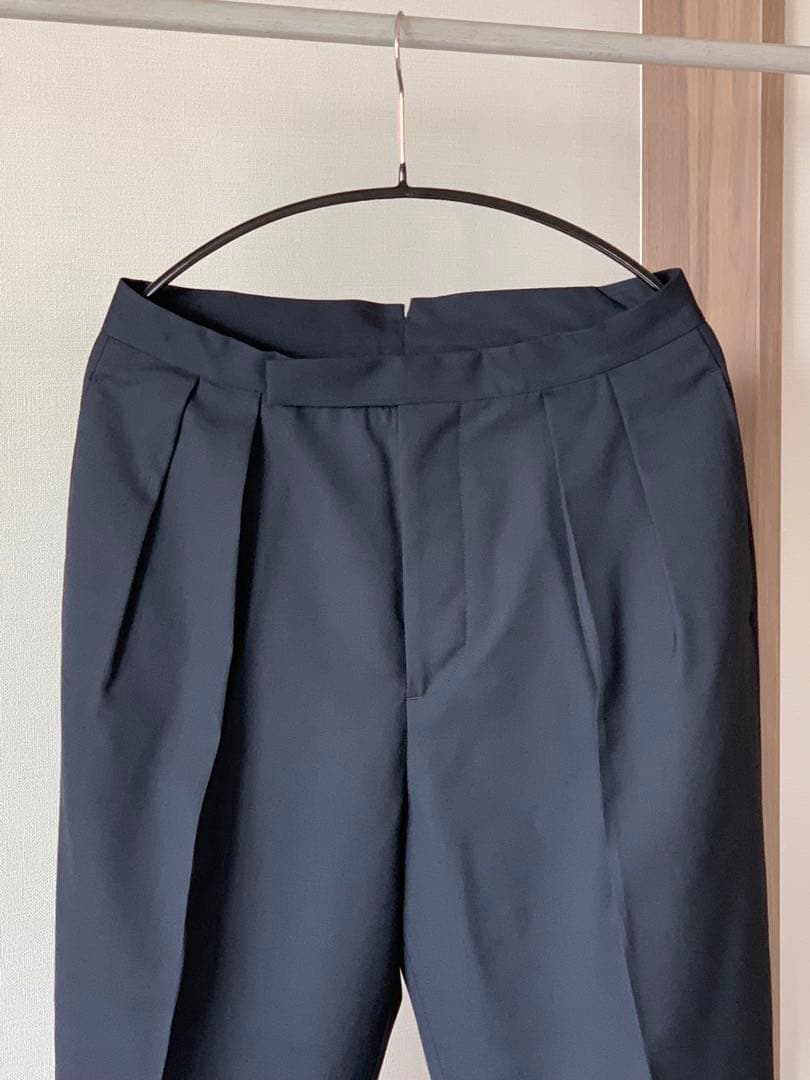 ま*も様 Colon ベルトレス スラックス M ネイビー トロピカルウール 日