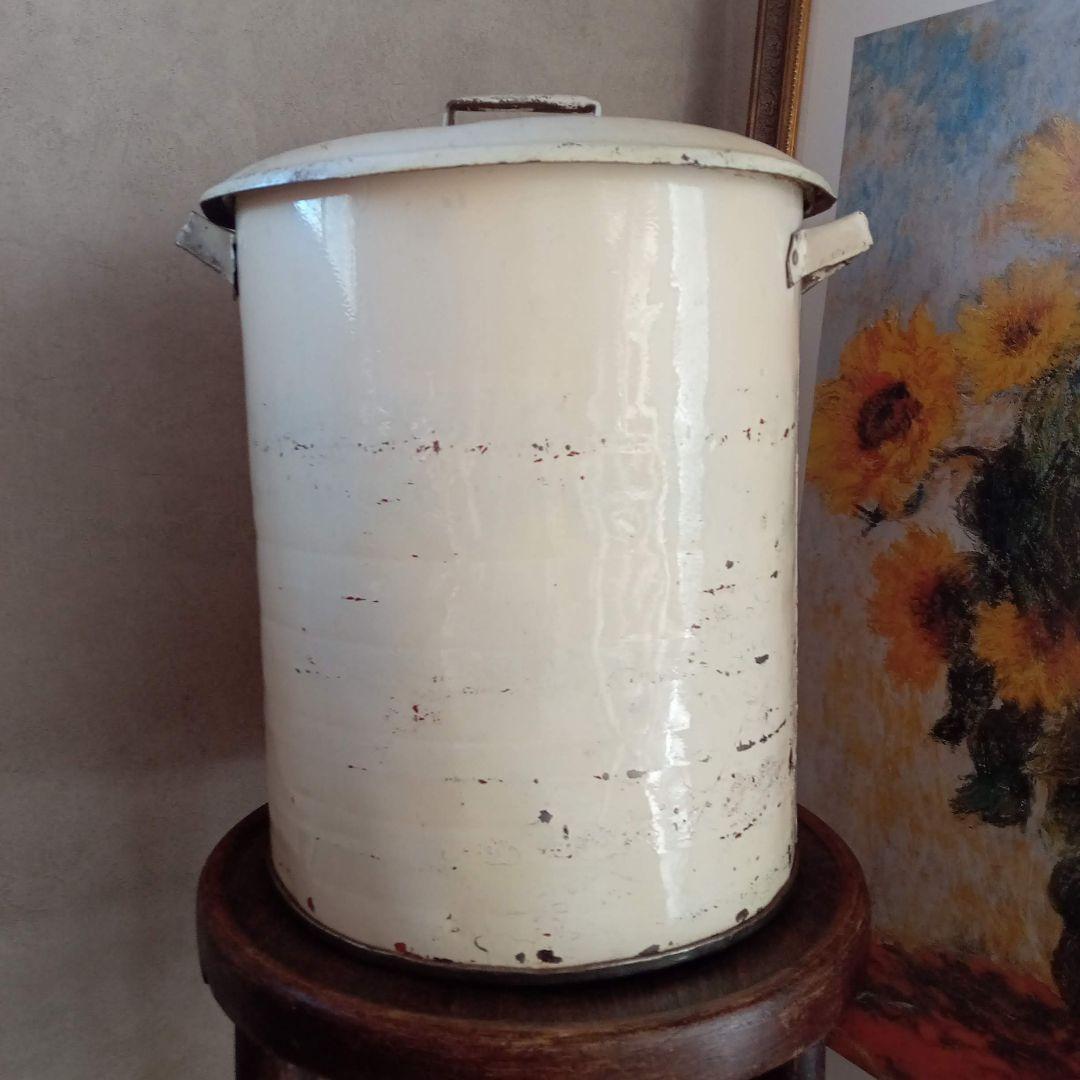 ◆廃盤◆美品 ドラム缶 Ｌサイズ ヴィンテージ ダストボックス 蓋付き ゴミ箱