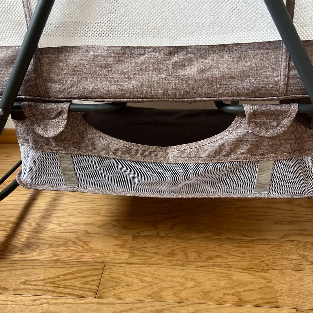 美品✨ベビーベッド 折りたたみ式 コンパクト グレー　ゆりかご