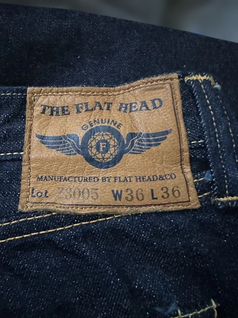 【美品】フラットヘッド Z3005 W36 濃紺 裾上げなし 新品ワンウォッシュ