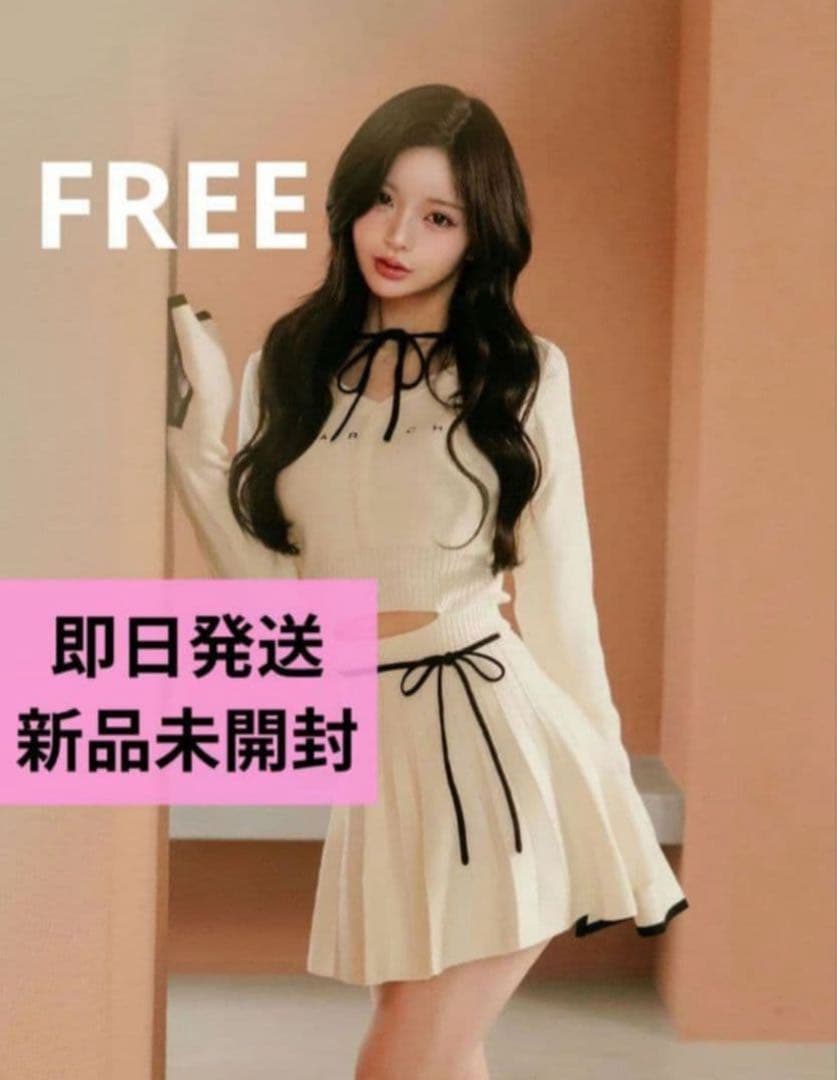 ウエストオープンリボンデザインニットミニワンピース　新品タグ付♡