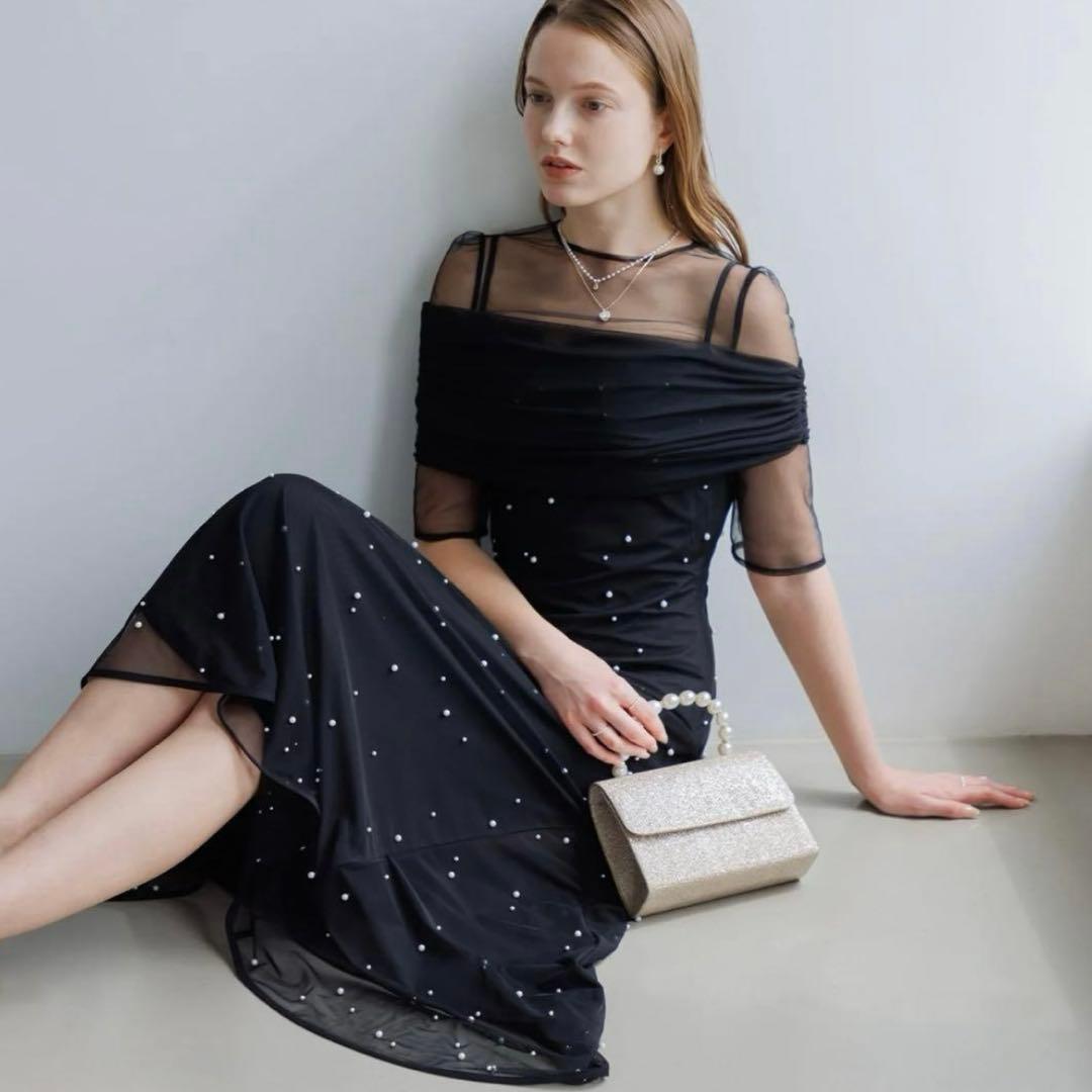 【新品未使用】2WAYチュールトップスパールAラインワンピースドレス　LEJA