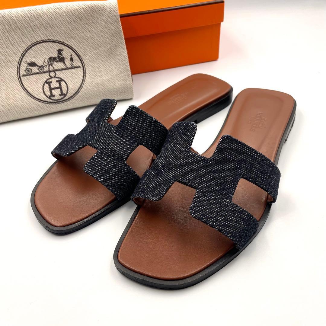 《未使用級》HERMES エルメス オラン サンダル デニム 36 1/2