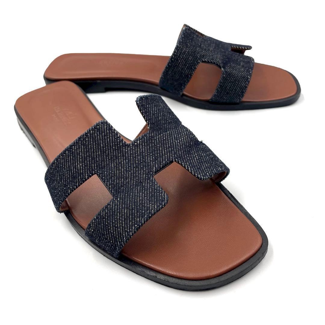 《未使用級》HERMES エルメス オラン サンダル デニム 36 1/2
