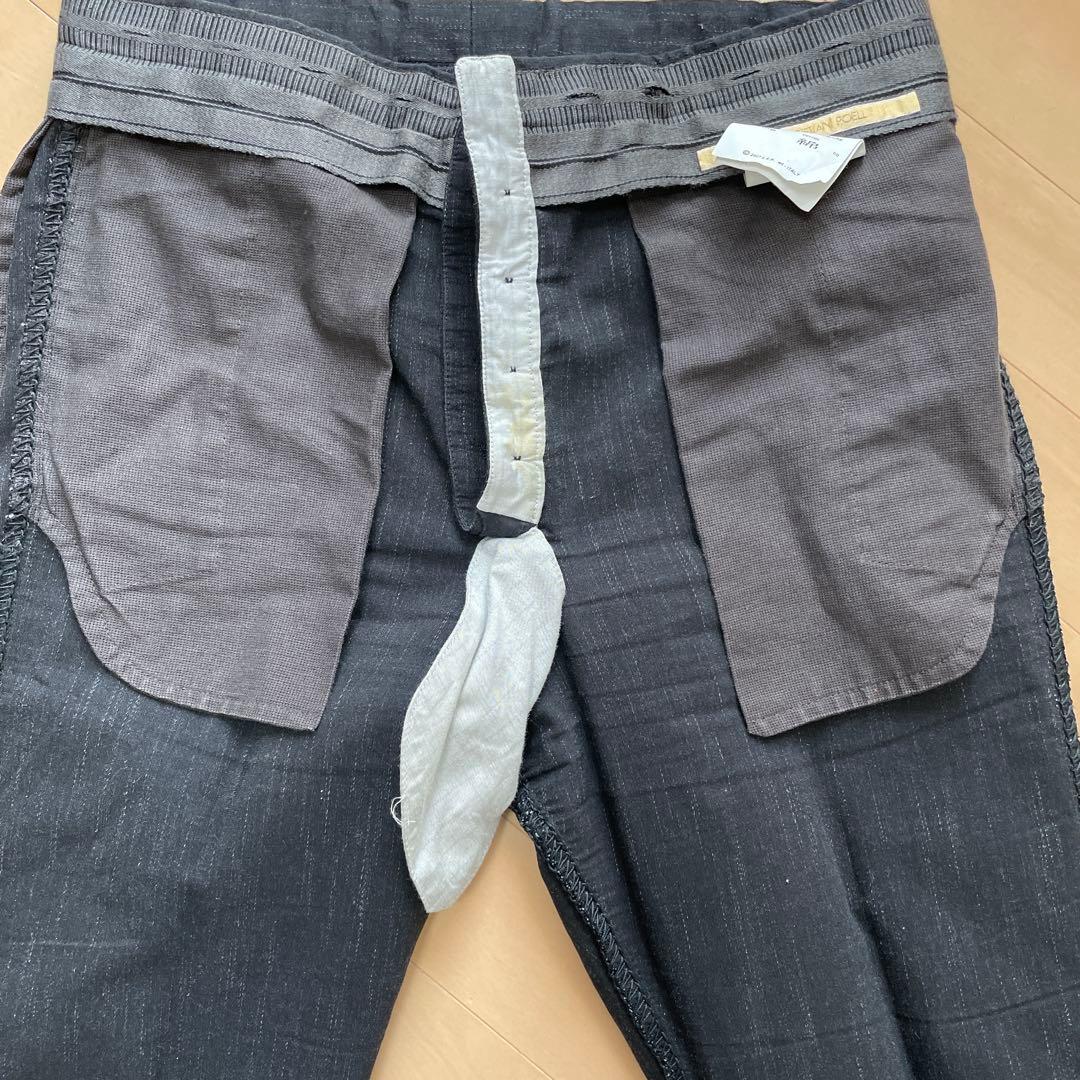 キャロルクリスチャンポエル　コットンスラックス　かすりストライプ　ダークグレー